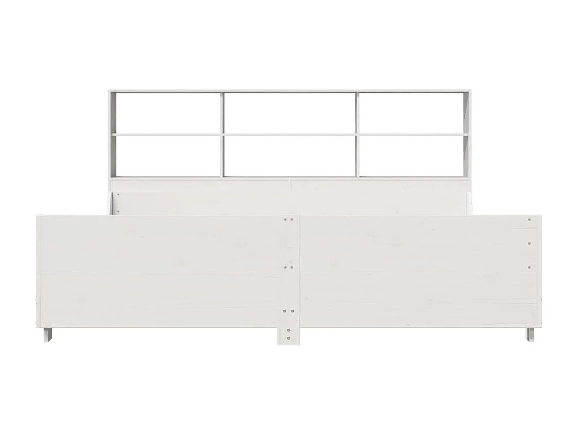 Cama com estante sem colchão 180x200 cm madeira maciça branco