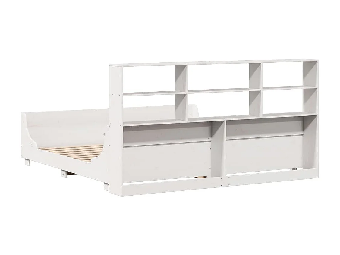 Cama com estante sem colchão 180x200 cm madeira maciça branco