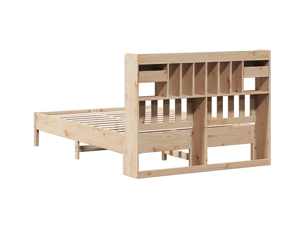 Lit bibliothèque sans matelas 140x200 cm bois massif de pin