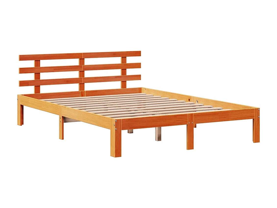 Massivholzbett mit Regal ohne Matratze Wachsbraun 150x200 cm