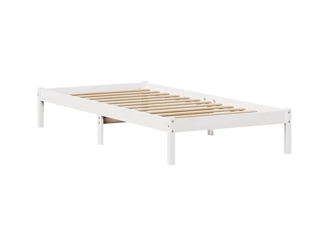 Lit bibliothèque sans matelas blanc 90x200cm bois de pin massif