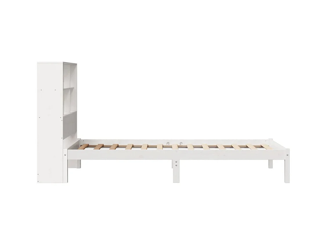 Lit bibliothèque sans matelas blanc 90x200cm bois de pin massif