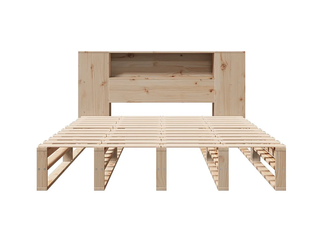 Lit bibliothèque sans matelas 140x190 cm bois massif