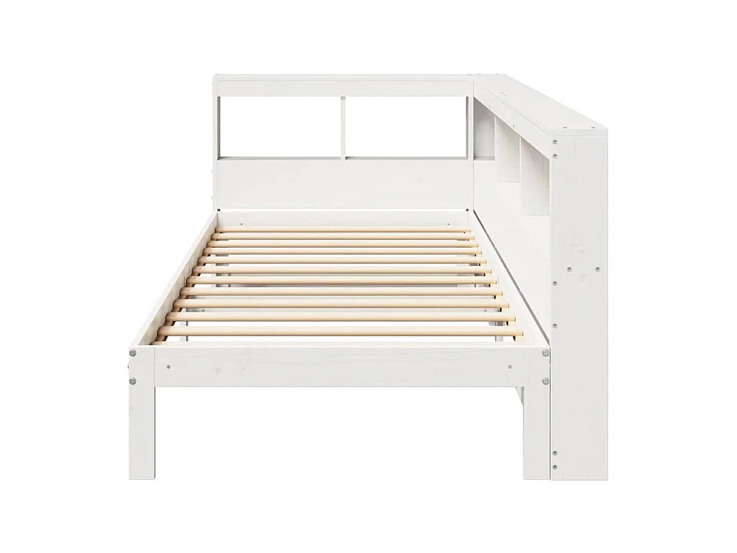 Lit bibliothèque sans matelas blanc 90x200cm bois de pin massif