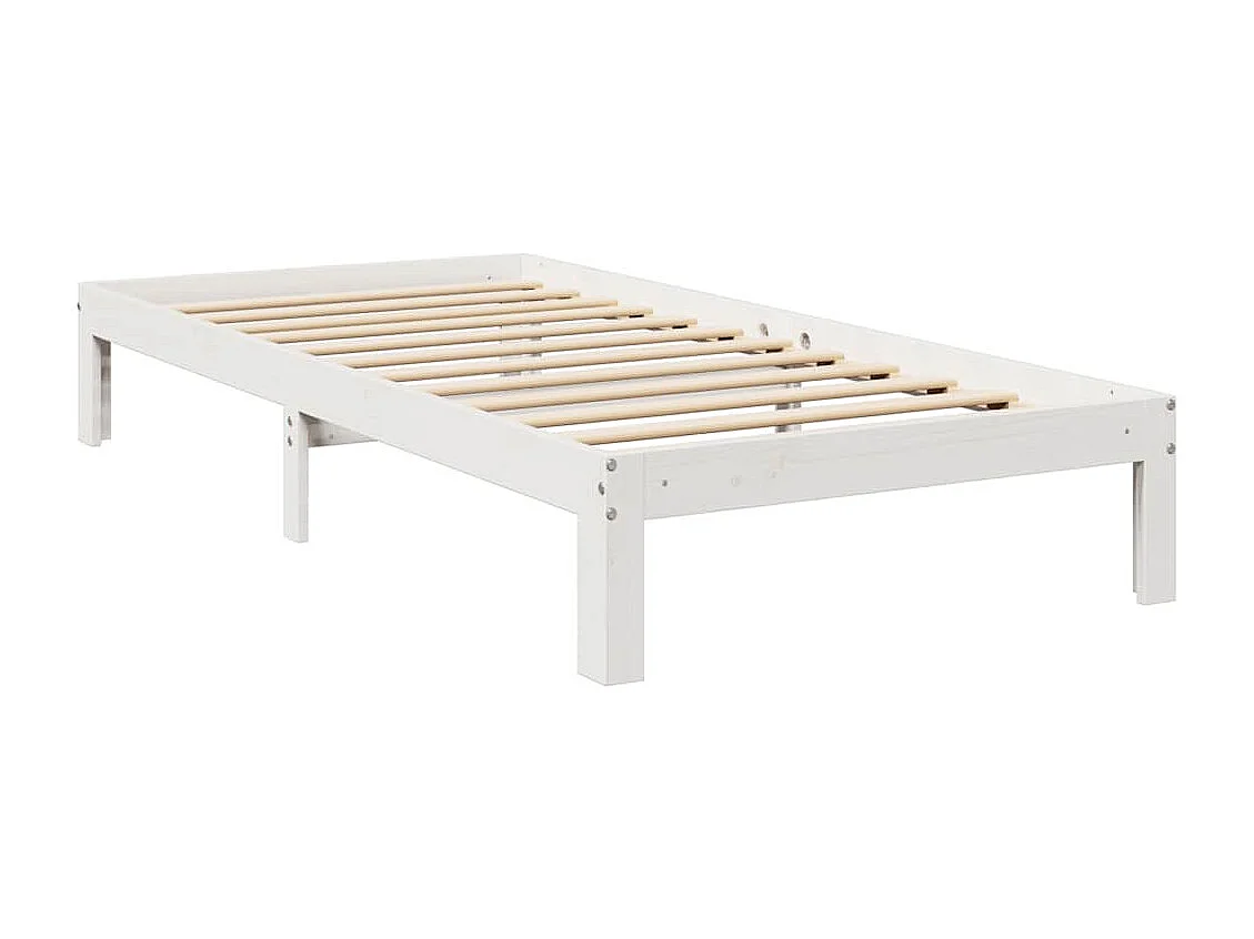 Lit bibliothèque sans matelas blanc 90x200cm bois de pin massif