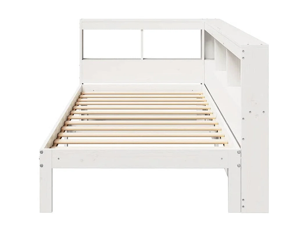 Lit bibliothèque sans matelas blanc 90x200cm bois de pin massif