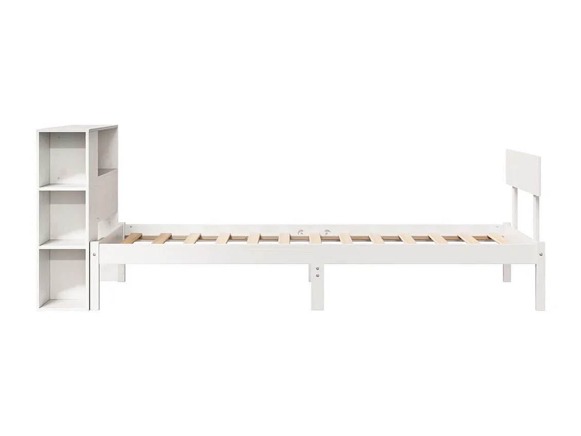 Letto Libreria senza Materasso Bianca 90x200 cm Legno di Pino