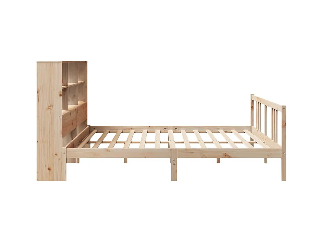 Lit bibliothèque sans matelas 180x200 cm bois massif de pin