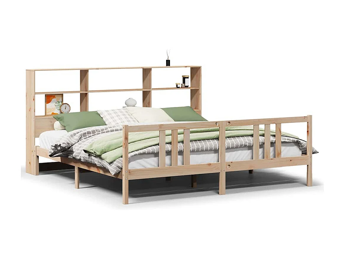 Massivholzbett mit Regal ohne Matratze 180x200 cm Kiefernholz