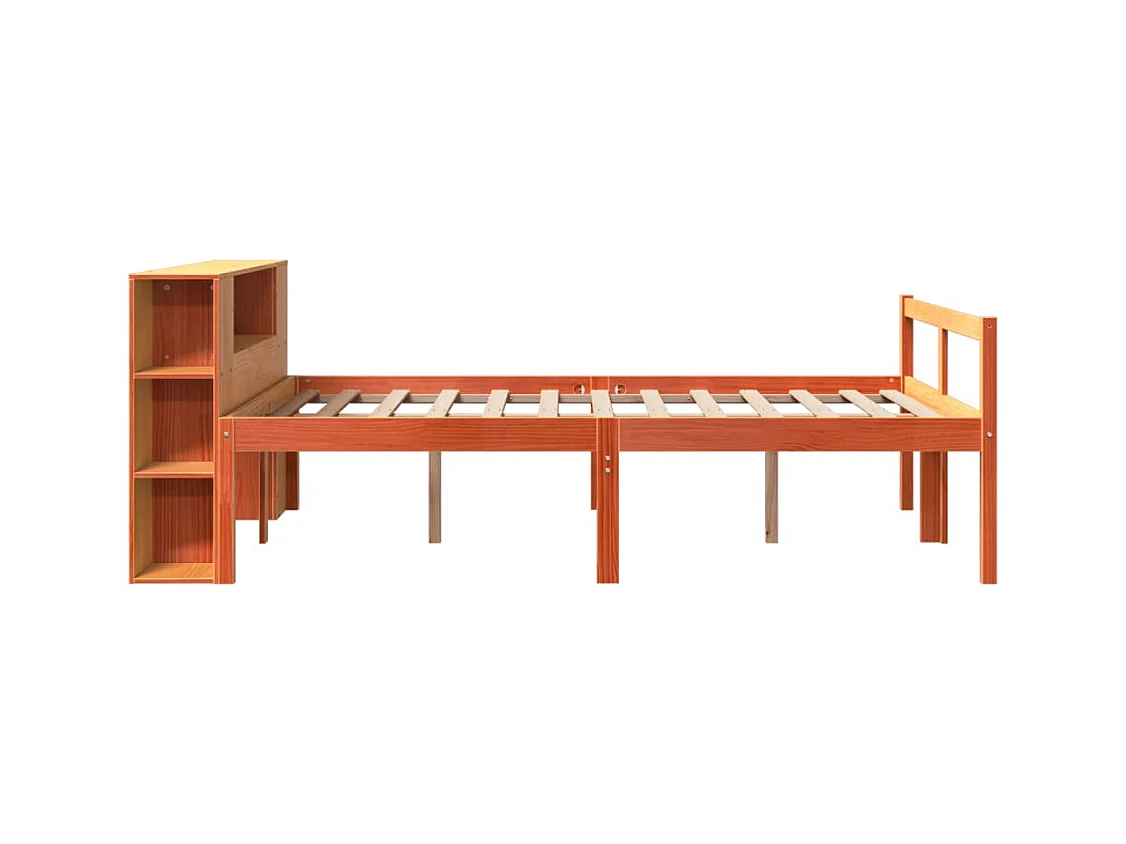 Massivholzbett ohne Matratze Wachsbraun 135x190 cm Massivholz