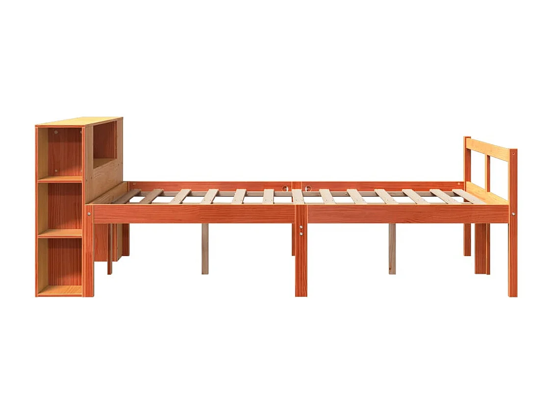 Letto Libreria senza Materasso Marrone Cera 135x190 cm Legno