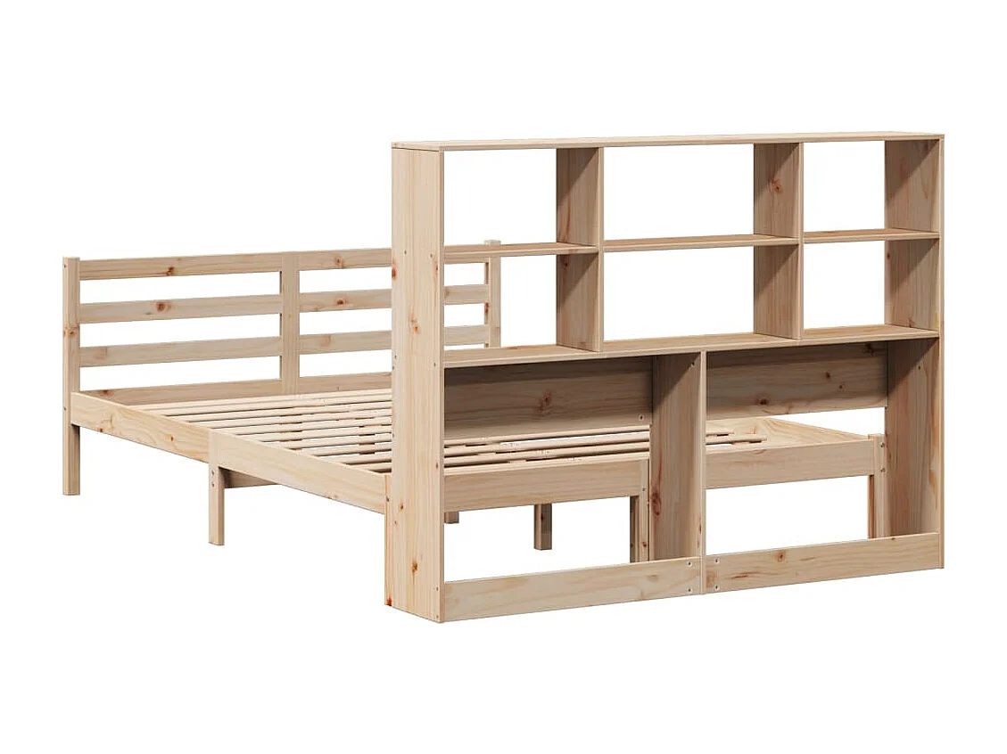 Bed met boekenkast zonder matras massief grenenhout 140x190 cm