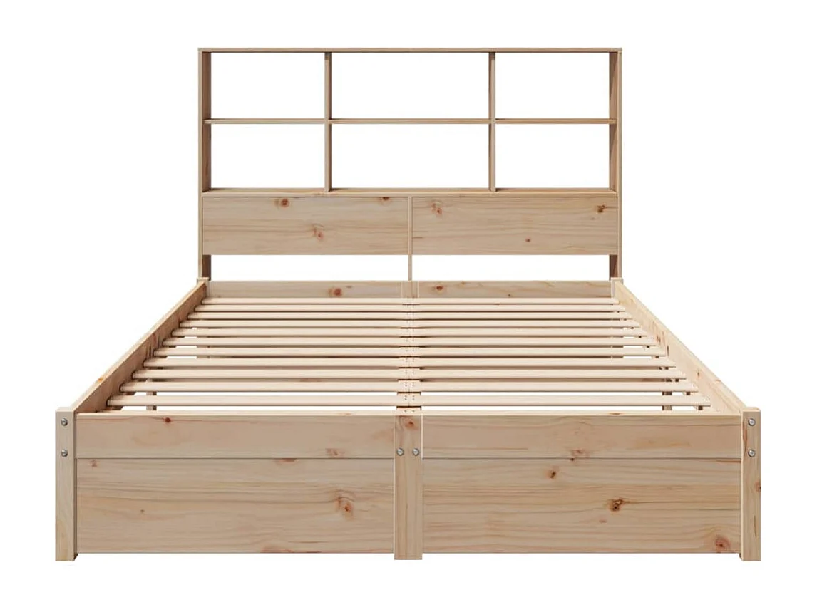 Lit bibliothèque sans matelas 160x200 cm bois massif de pin