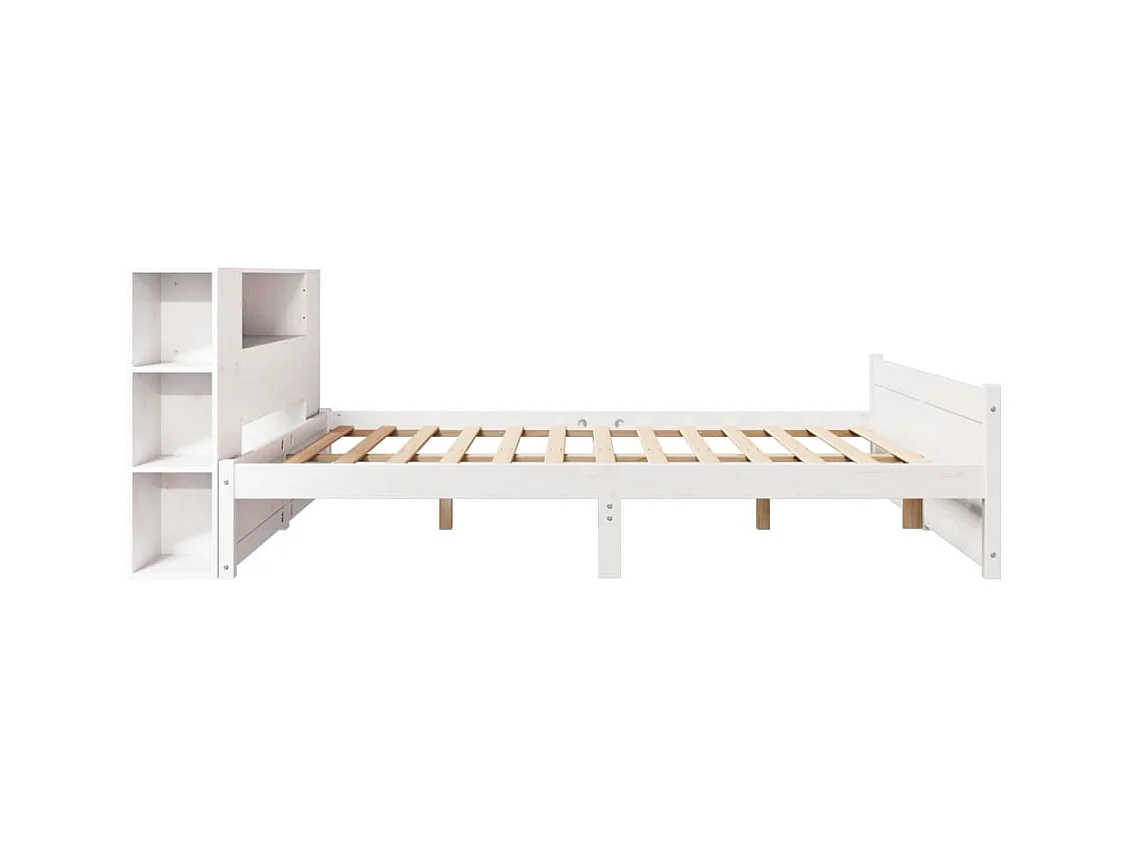 Bed met boekenkast zonder matras grenenhout wit 150x200 cm