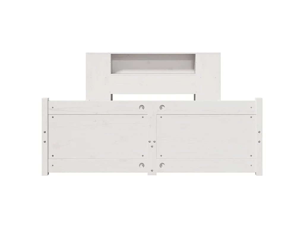 Lit bibliothèque sans matelas blanc 150x200 cm bois pin massif