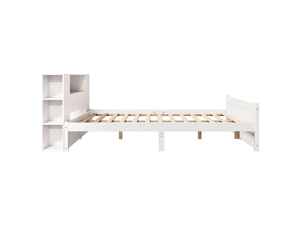 Lit bibliothèque sans matelas blanc 150x200 cm bois pin massif