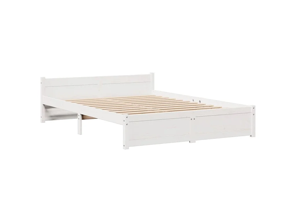 Lit bibliothèque sans matelas blanc 150x200 cm bois pin massif