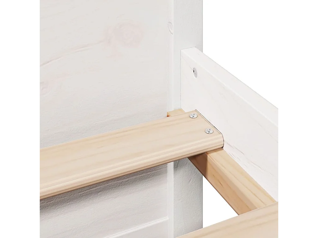 Lit bibliothèque sans matelas blanc 150x200 cm bois pin massif