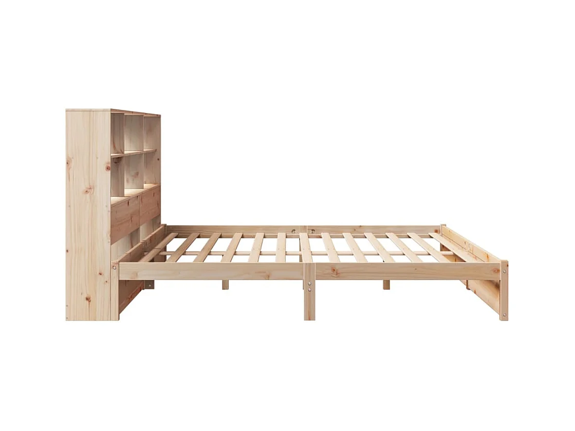 Lit bibliothèque sans matelas 180x200 cm bois massif de pin