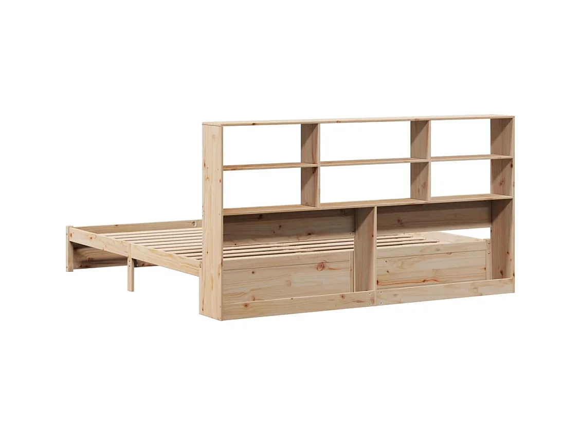 Lit bibliothèque sans matelas 180x200 cm bois massif de pin