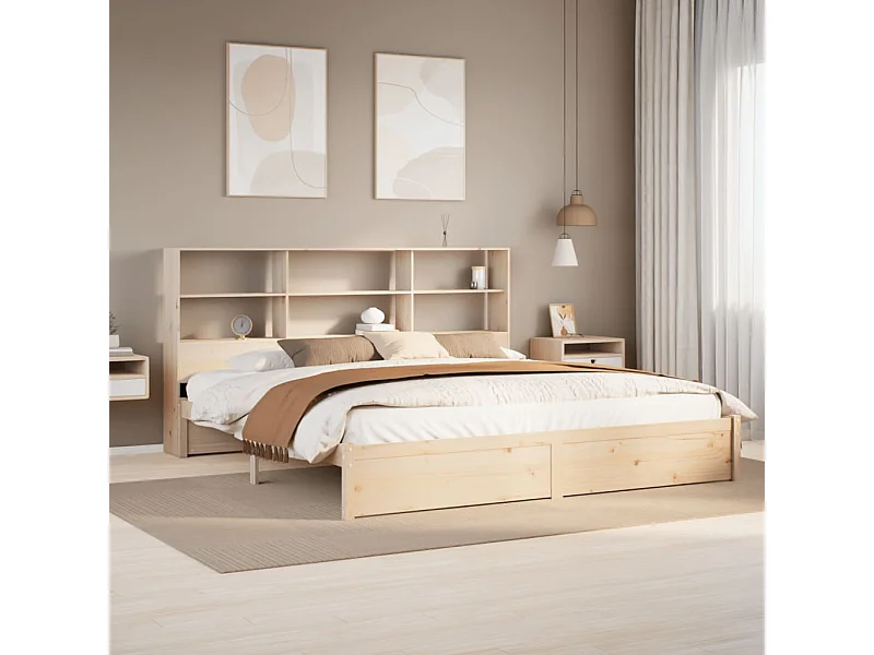 Massivholzbett mit Regal ohne Matratze 180x200 cm Kiefer