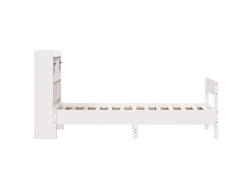 Lit bibliothèque sans matelas blanc 75x190cm bois de pin massif