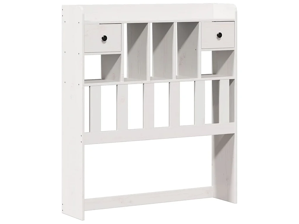 Lit bibliothèque sans matelas blanc 75x190cm bois de pin massif