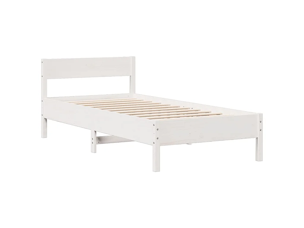 Lit bibliothèque sans matelas blanc 75x190cm bois de pin massif