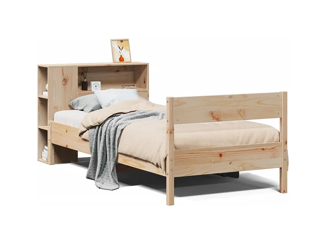Lit bibliothèque sans matelas 90x190 cm bois de pin massif