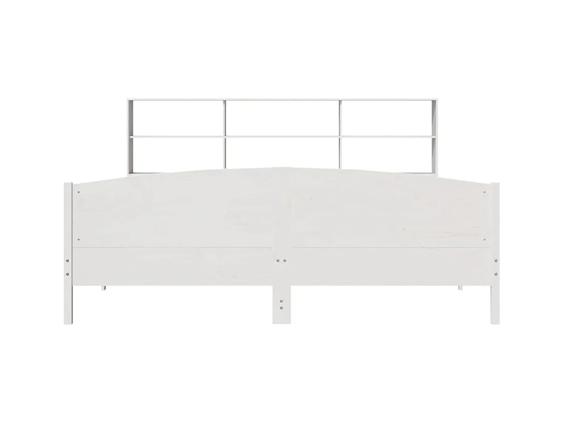 Massivholzbett mit Regal ohne Matratze Weiß 180x200 cm Kiefer