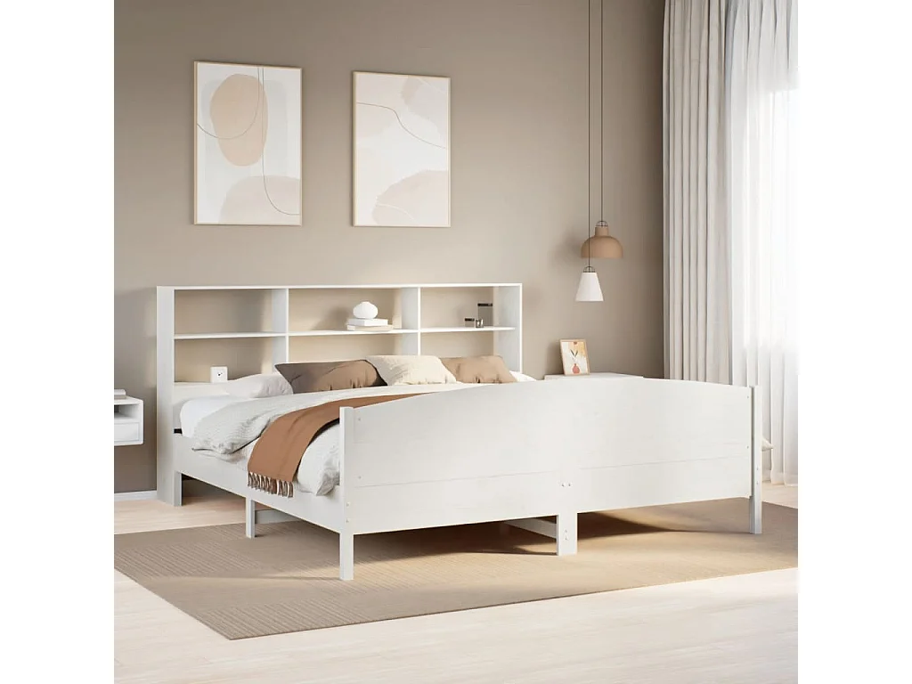 Giroletto con Libreria senza Materasso 180x200 cm in Legno Pino