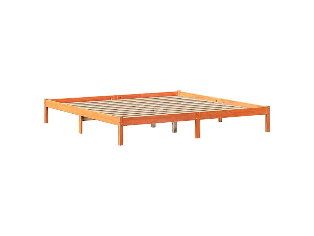 Lit bibliothèque sans matelas cire marron 200x200 cm pin massif