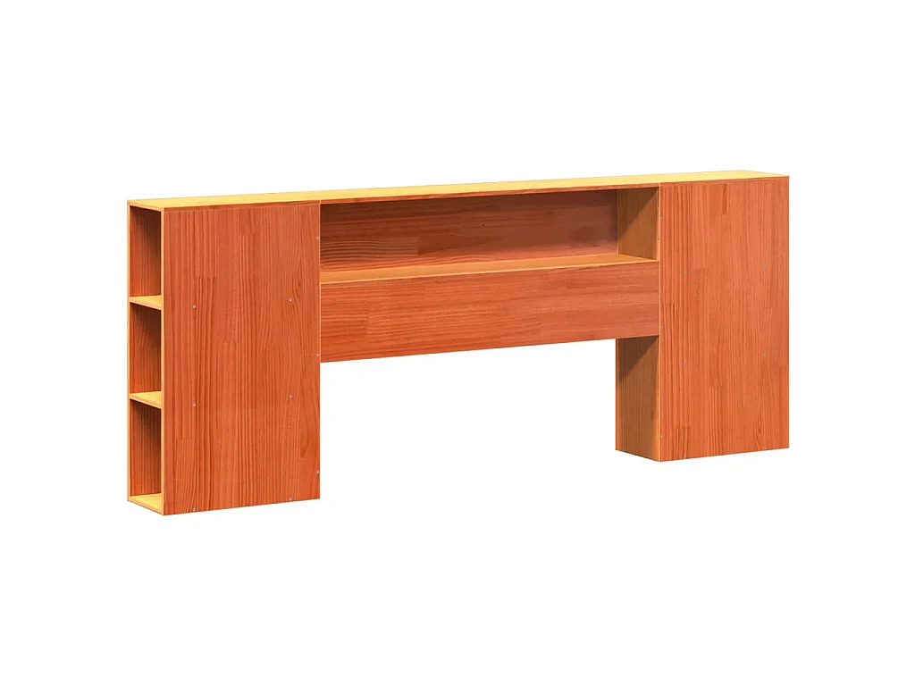Lit bibliothèque sans matelas cire marron 200x200 cm pin massif