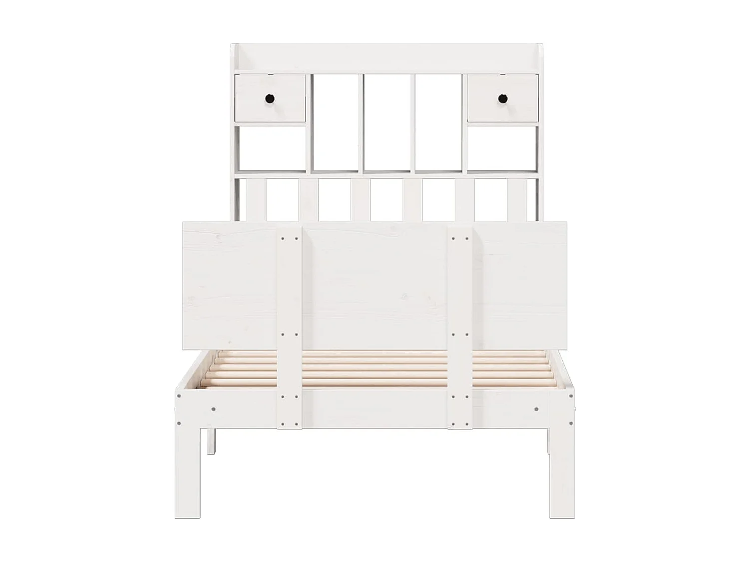 Letto Libreria senza Materasso Bianco 90x190 cm Massello Pino