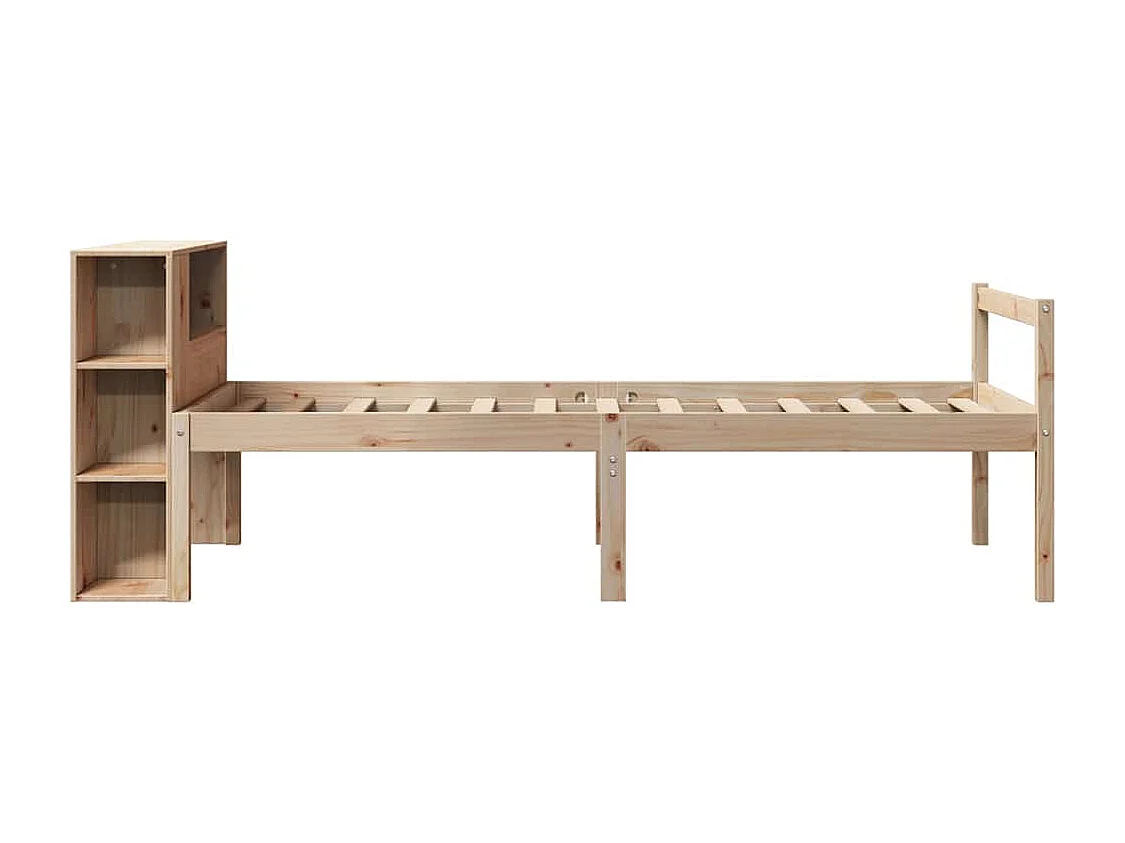 Lit bibliothèque sans matelas 90x200 cm bois de pin massif