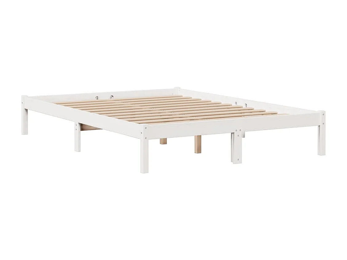 Lit bibliothèque sans matelas blanc 140x200 cm bois pin massif