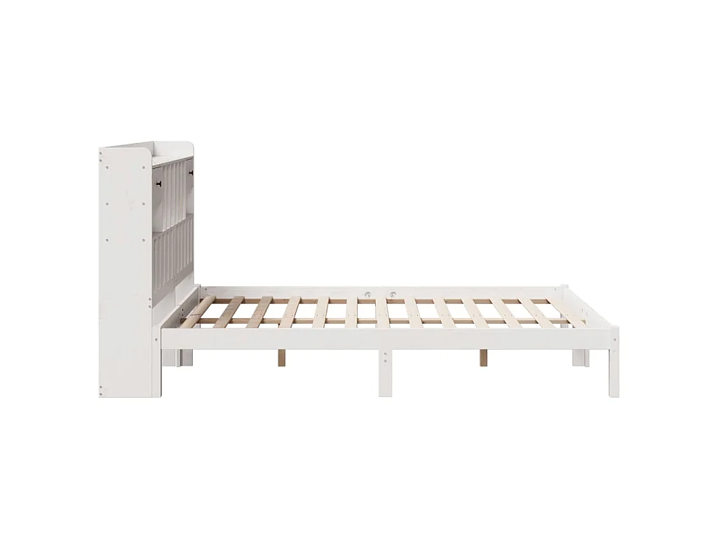 Lit bibliothèque sans matelas blanc 140x200 cm bois pin massif