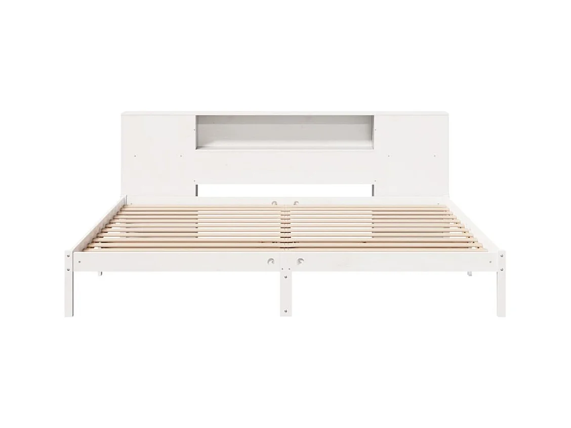 Lit bibliothèque sans matelas blanc 180x200 cm bois pin massif