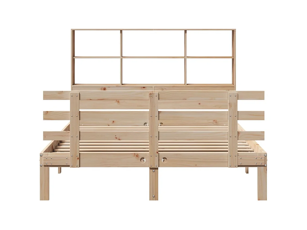 Lit bibliothèque sans matelas 150x200 cm bois massif de pin
