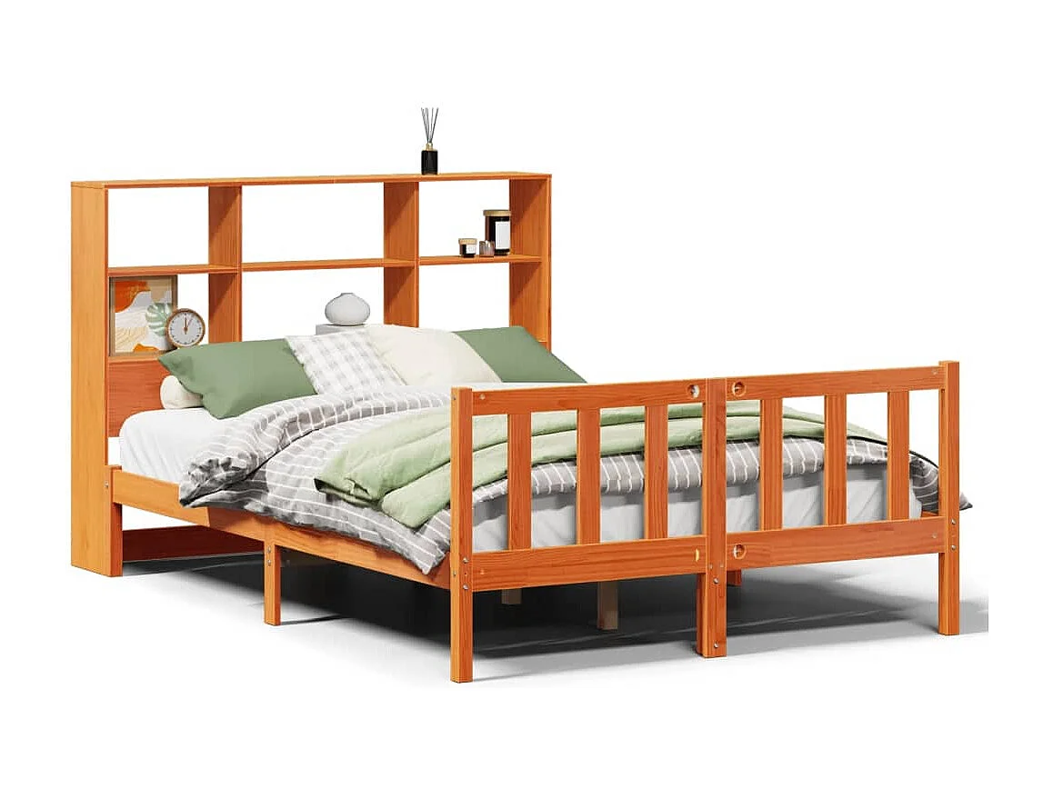 Cama com estante sem colchão 150x200 cm pinho maciço