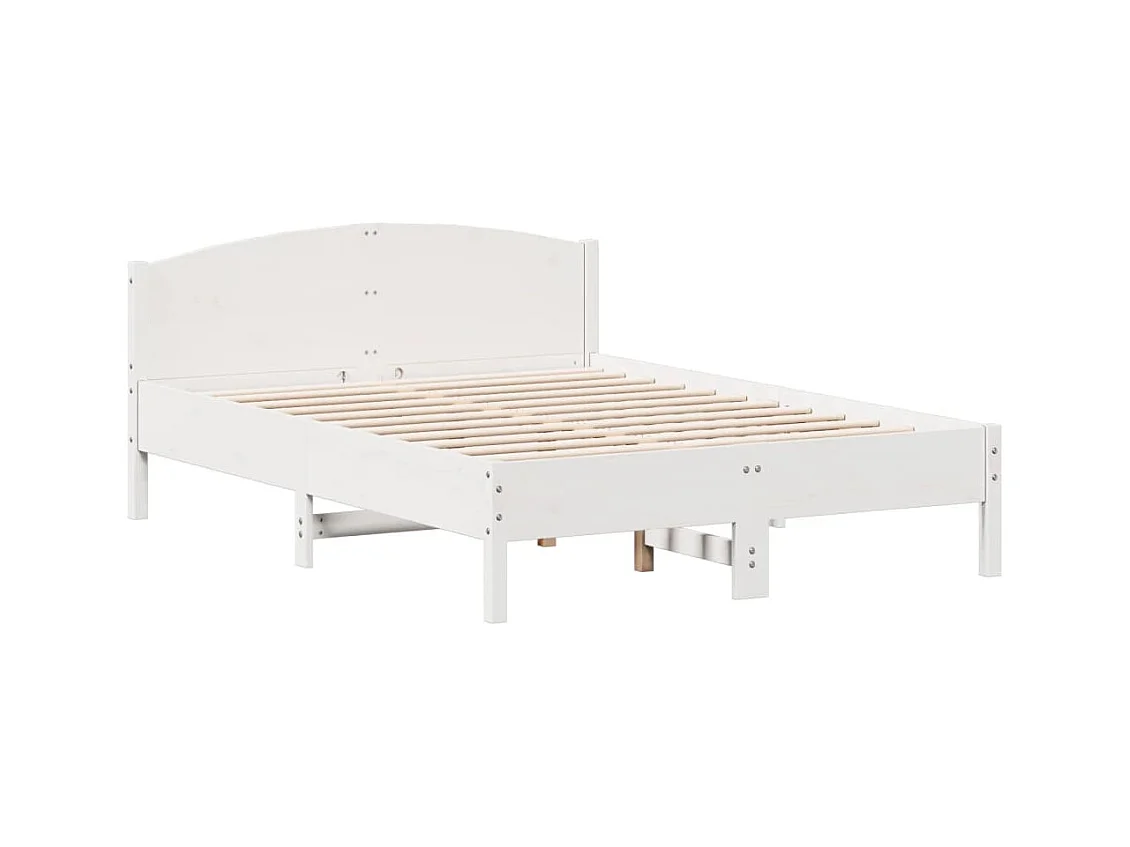 Lit bibliothèque sans matelas blanc 140x200 cm bois pin massif