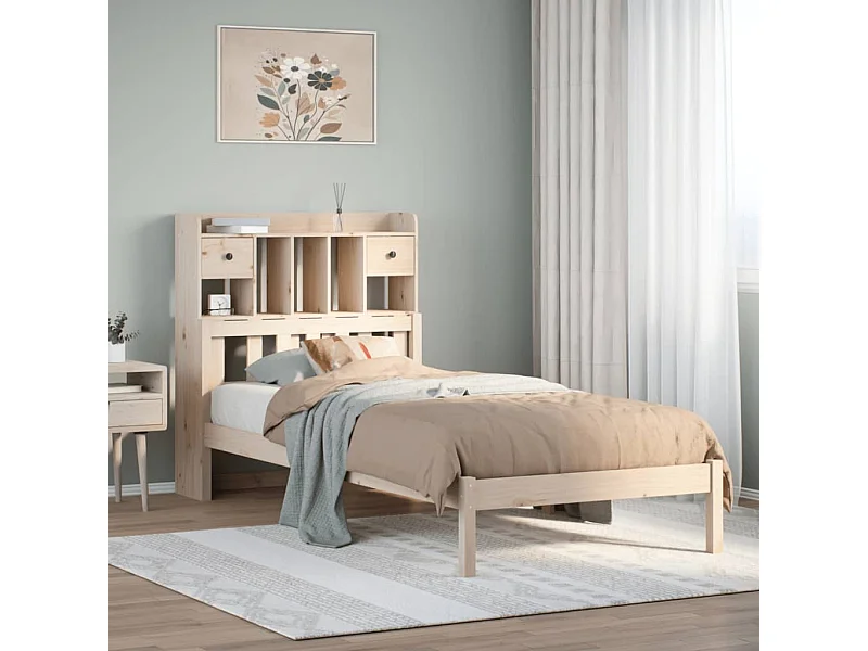 Lit bibliothèque sans matelas 90x190 cm bois de pin massif