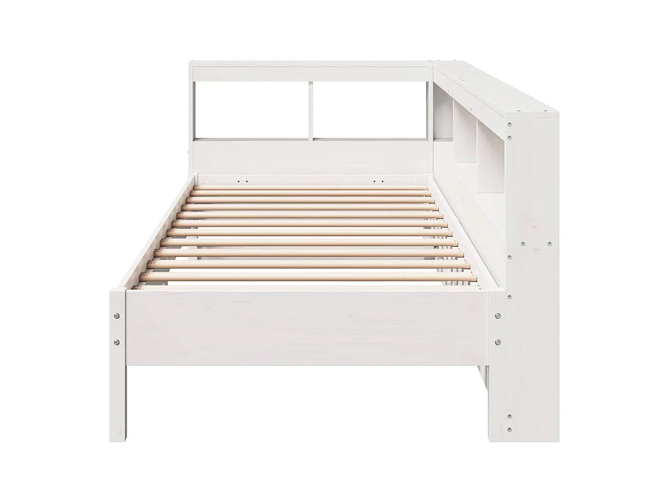 Massivholzbett mit Regal ohne Matratze Weiß 90x200 cm Kiefer