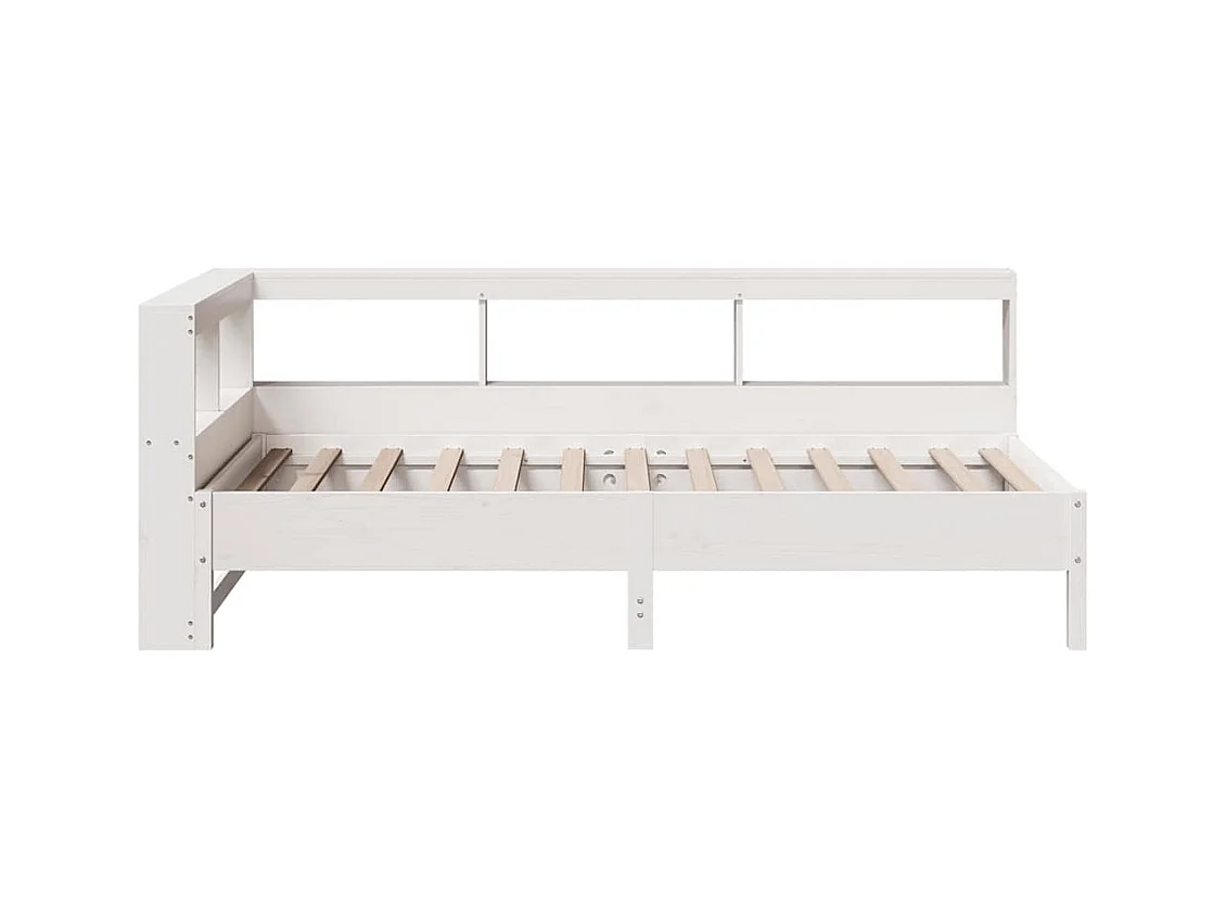 Massivholzbett mit Regal ohne Matratze Weiß 90x200 cm Kiefer