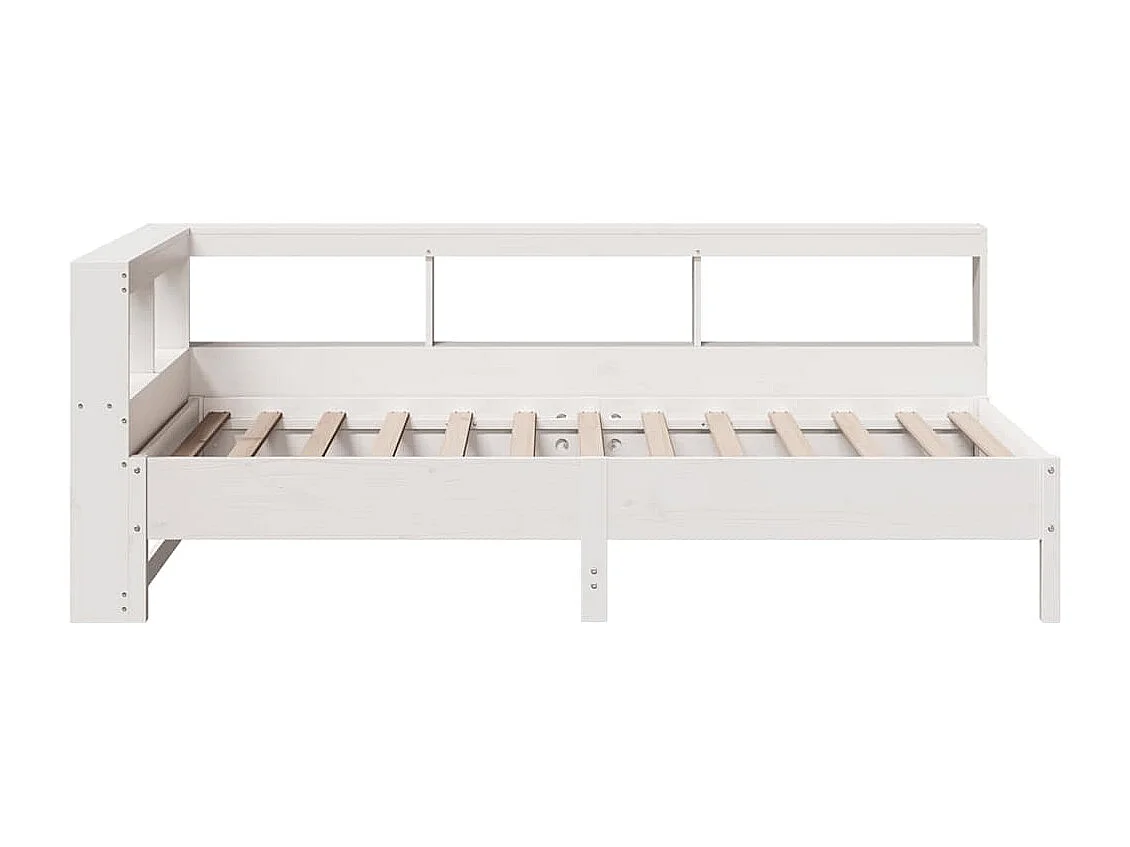 Lit bibliothèque sans matelas blanc 90x200cm bois de pin massif