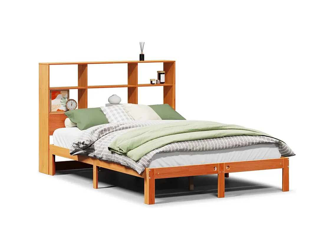 Cama com estante sem colchão 135x190 cm pinho maciço