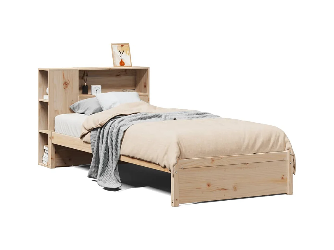 Lit bibliothèque sans matelas 90x190 cm bois de pin massif