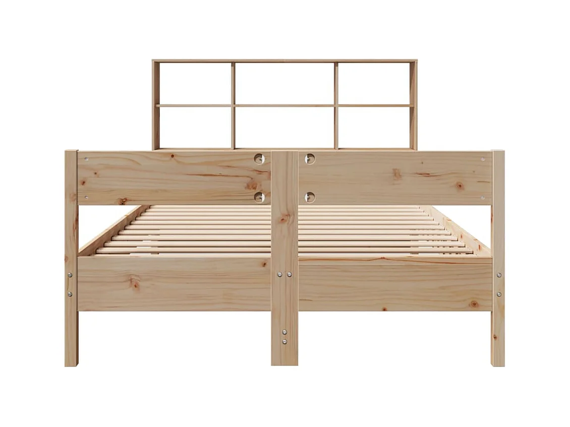 Lit bibliothèque sans matelas 140x190 cm bois de pin massif