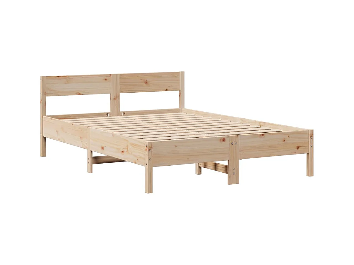 Lit bibliothèque sans matelas 140x190 cm bois de pin massif