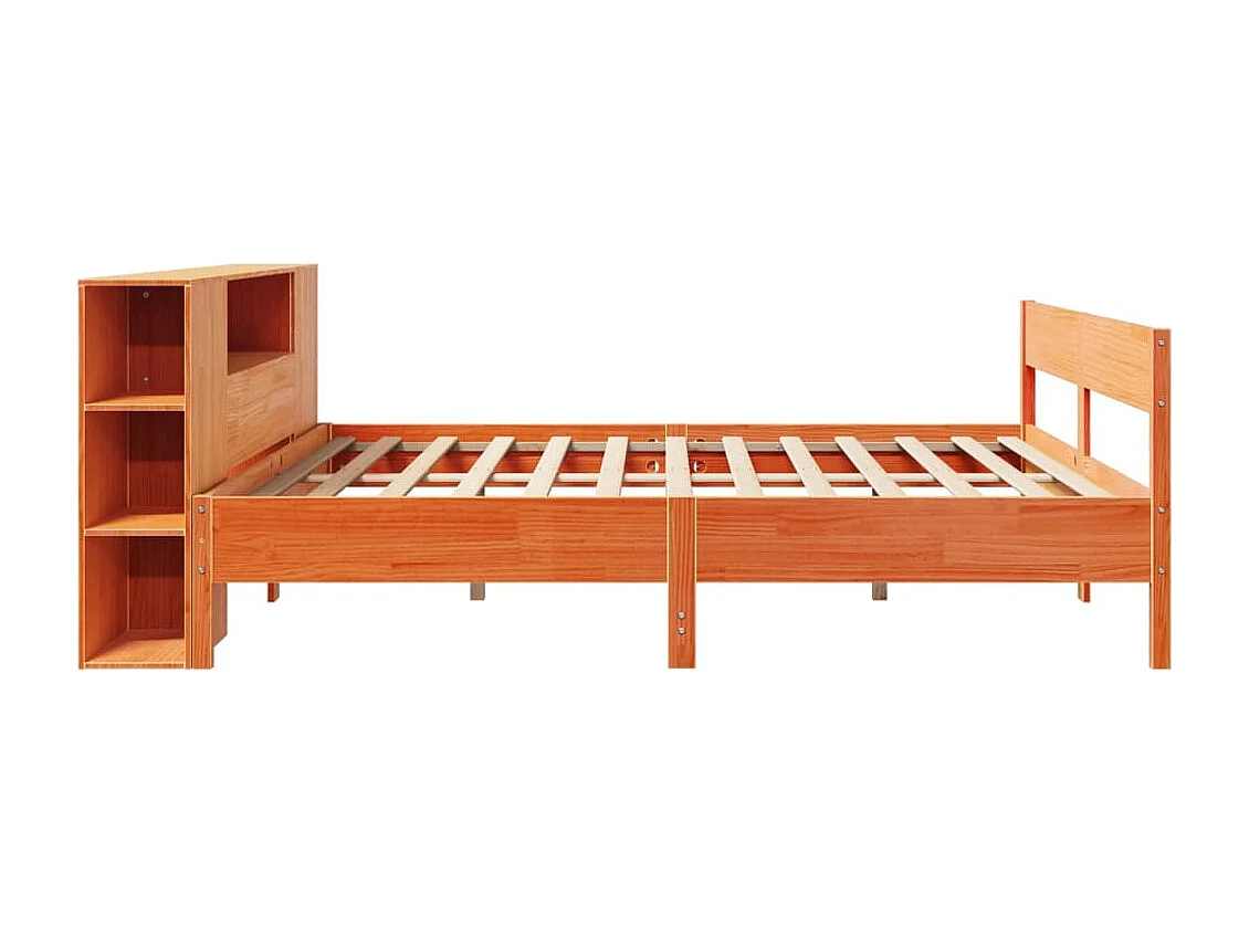 Cama con estantería sin colchón madera maciza marrón 200x200 cm